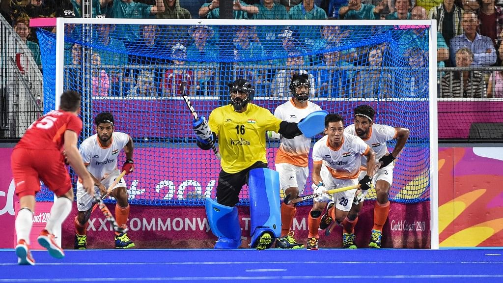 Indian hockey team in action against England on Wednesday.