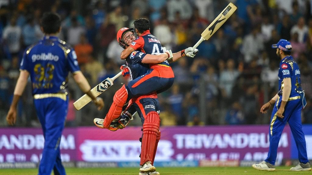 Jason Roy and Shreyas Iyer celebrate Daredevils’ thrilling win after high-scoring encounter against Mumbai&nbsp;