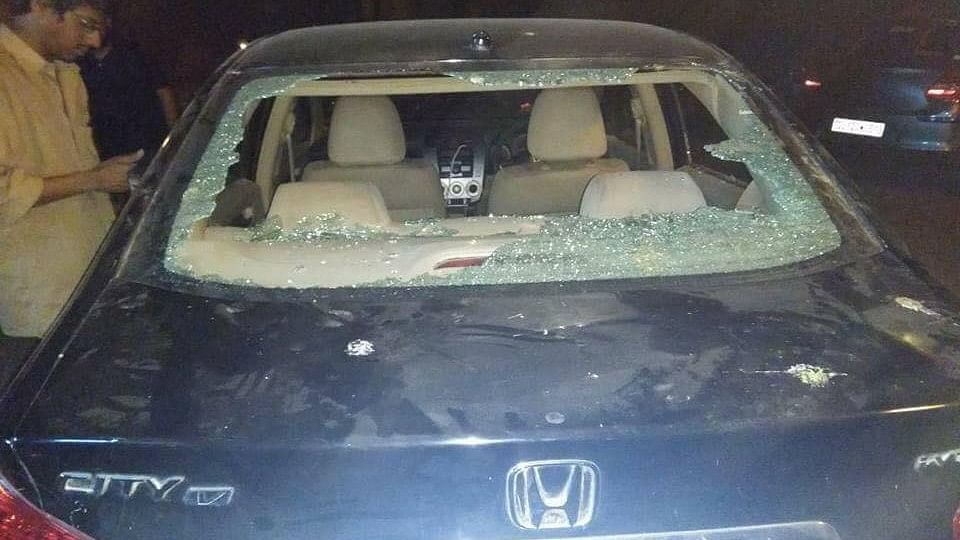 Car windows that were reportedly broken during the clashes.