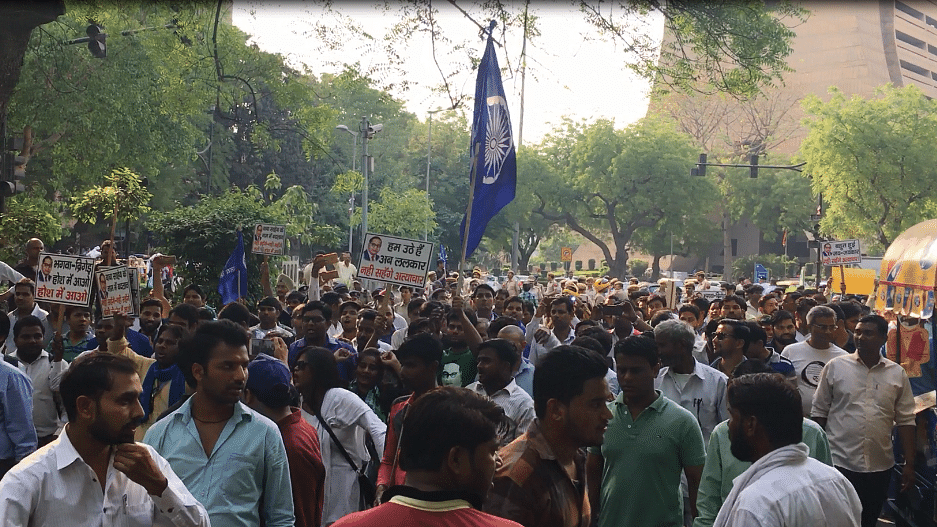Bharat Bandh Dalit protests on Delhi’s Sansad Marg.