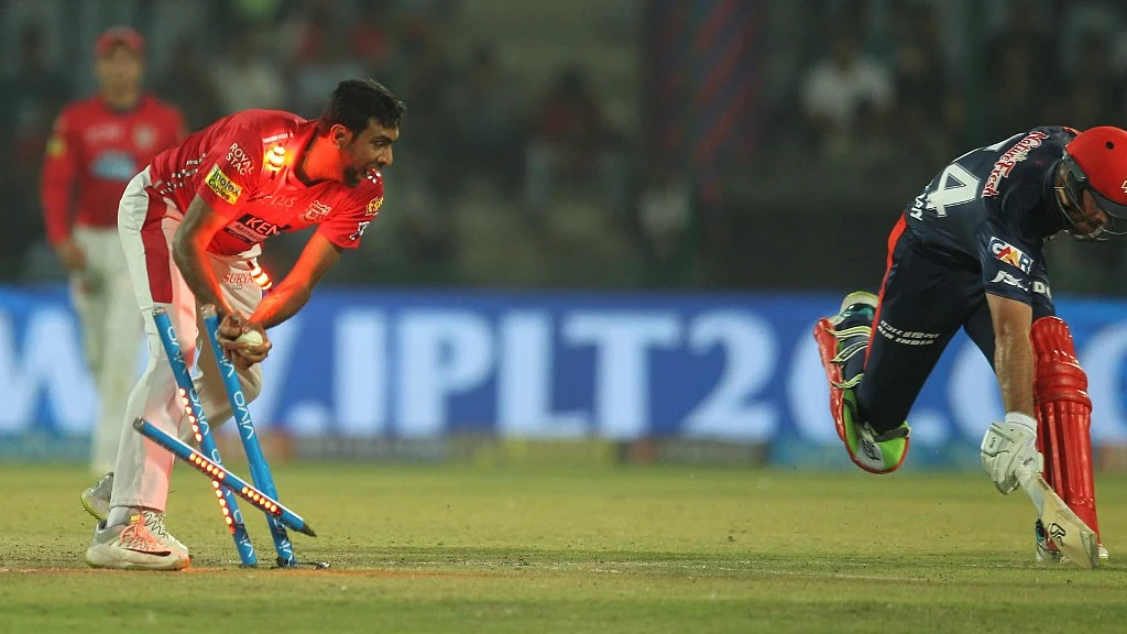 Kings XI Punjab skipper R Ashwin dismissing Delhi Daredevils’ Daniel Christian