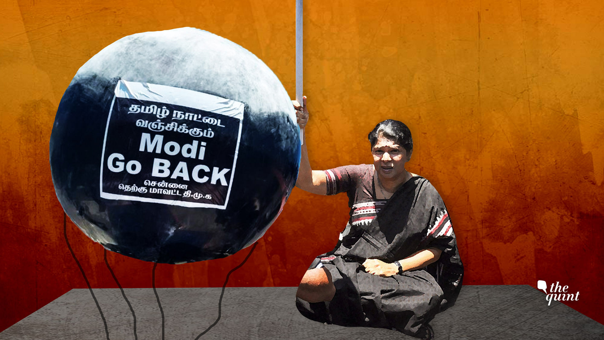 DMK leader Kanimozhi next to a protest symbol in Tamil Nadu. Image used for representational purposes.