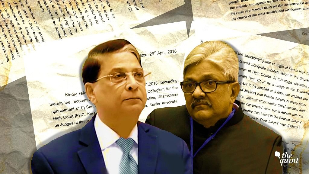 Chief Justice of India Dipak Misra (Left) and Justice KM Joseph (Right).&nbsp;