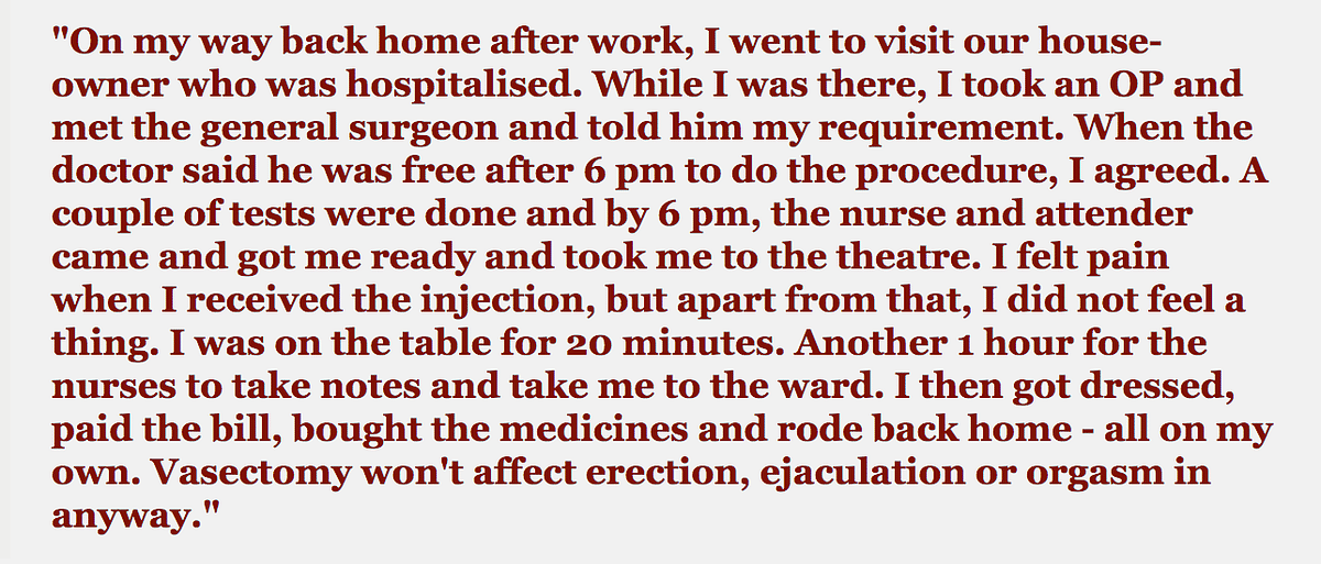 Habeeb questions that why should the onus always lie on women when the procedure took him hardly 20 minutes.