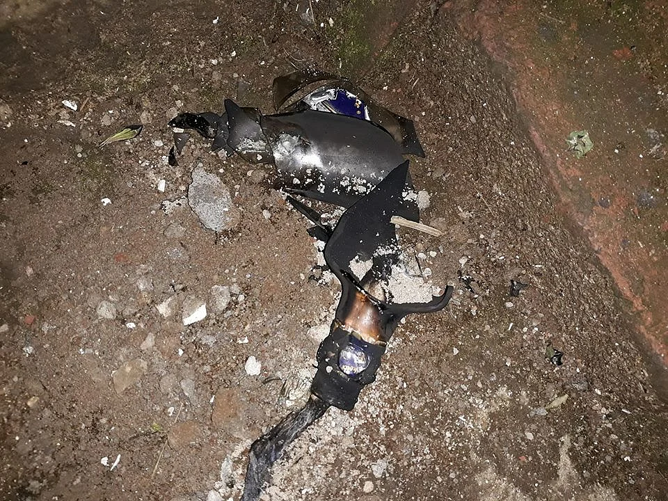Remains of the petrol bomb.