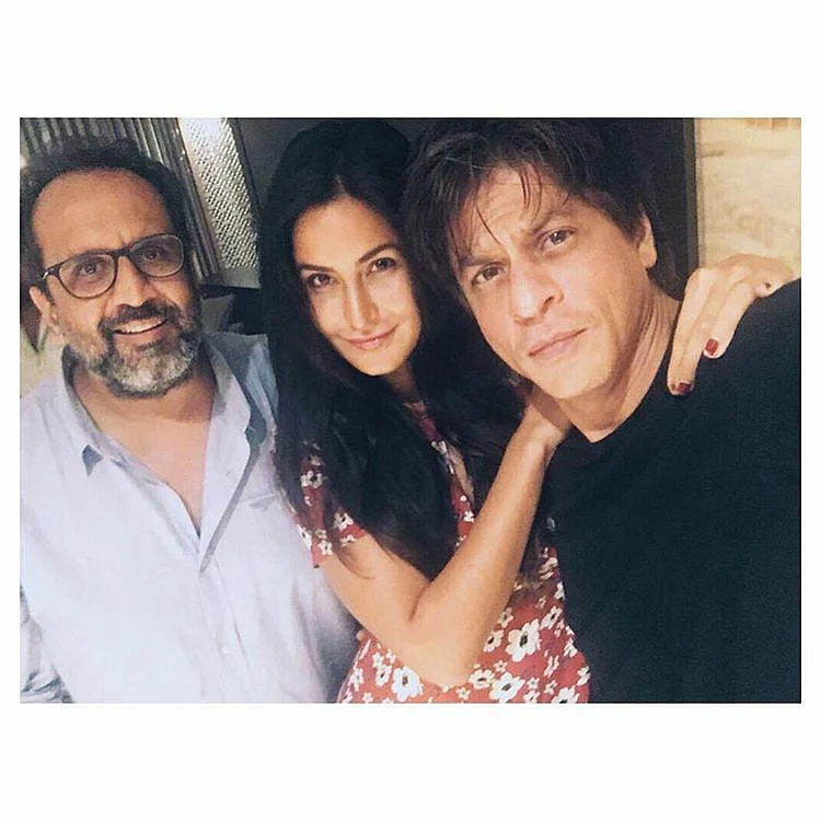 Aanand L Rai with Katrina Kaif and Shah Rukh Khan on the sets of <i>Zero.</i>