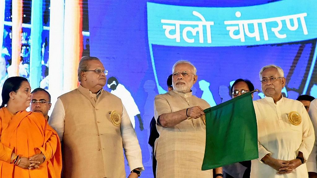 PM Modi flag off a new bi-weekly train ‘Champaran Humsafar Express’ that would connect Katihar to New Delhi.
