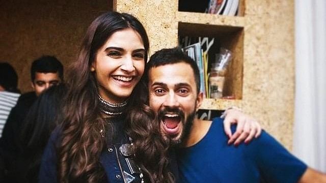 Sonam Kapoor and Anand Ahuja in a candid moment.