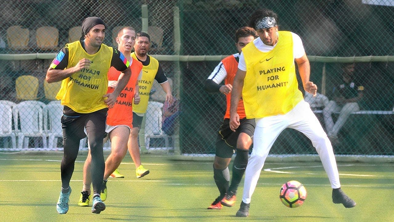 Ranbir Kapoor and Ranveer Singh in action on the field.