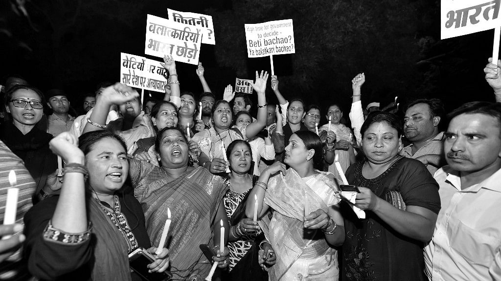 Protesters during a midnight candlelight vigil against the Kathua and Unnao rape cases. Image used for representation.