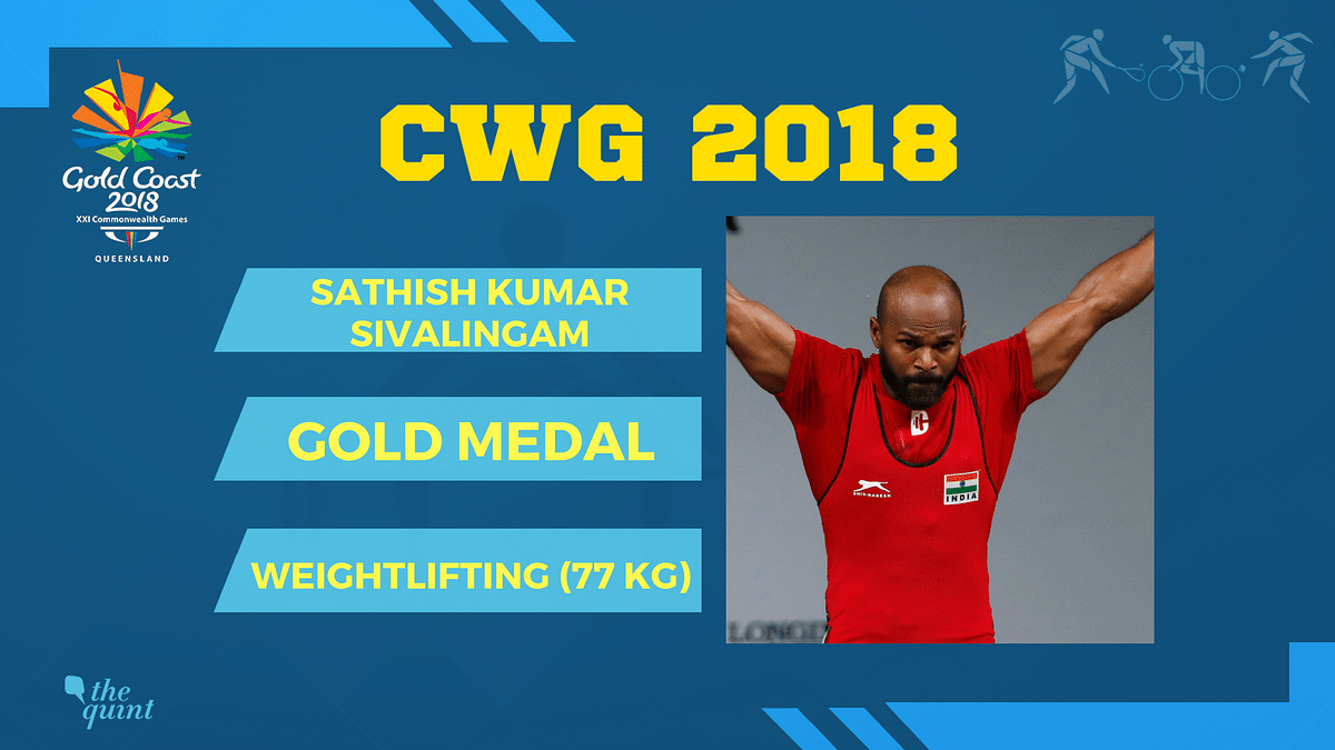 Defending CWG champion Sathish Kumar Sivalingam has won a gold in the 77 kg weightlifting men’s category.