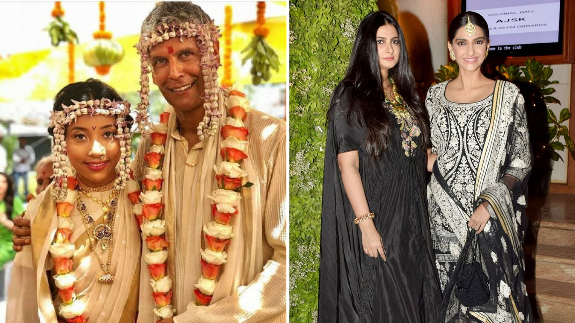 sMilind Soman gets married; Kapoor sister duo pose for the paparazzi.&nbsp;