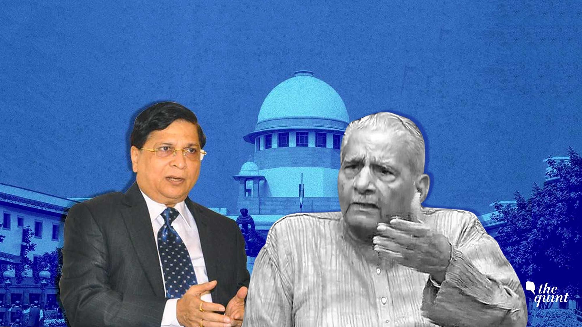 Chief Justice of India Dipak Misra and former Law Minister Shanti Bhushan (right).