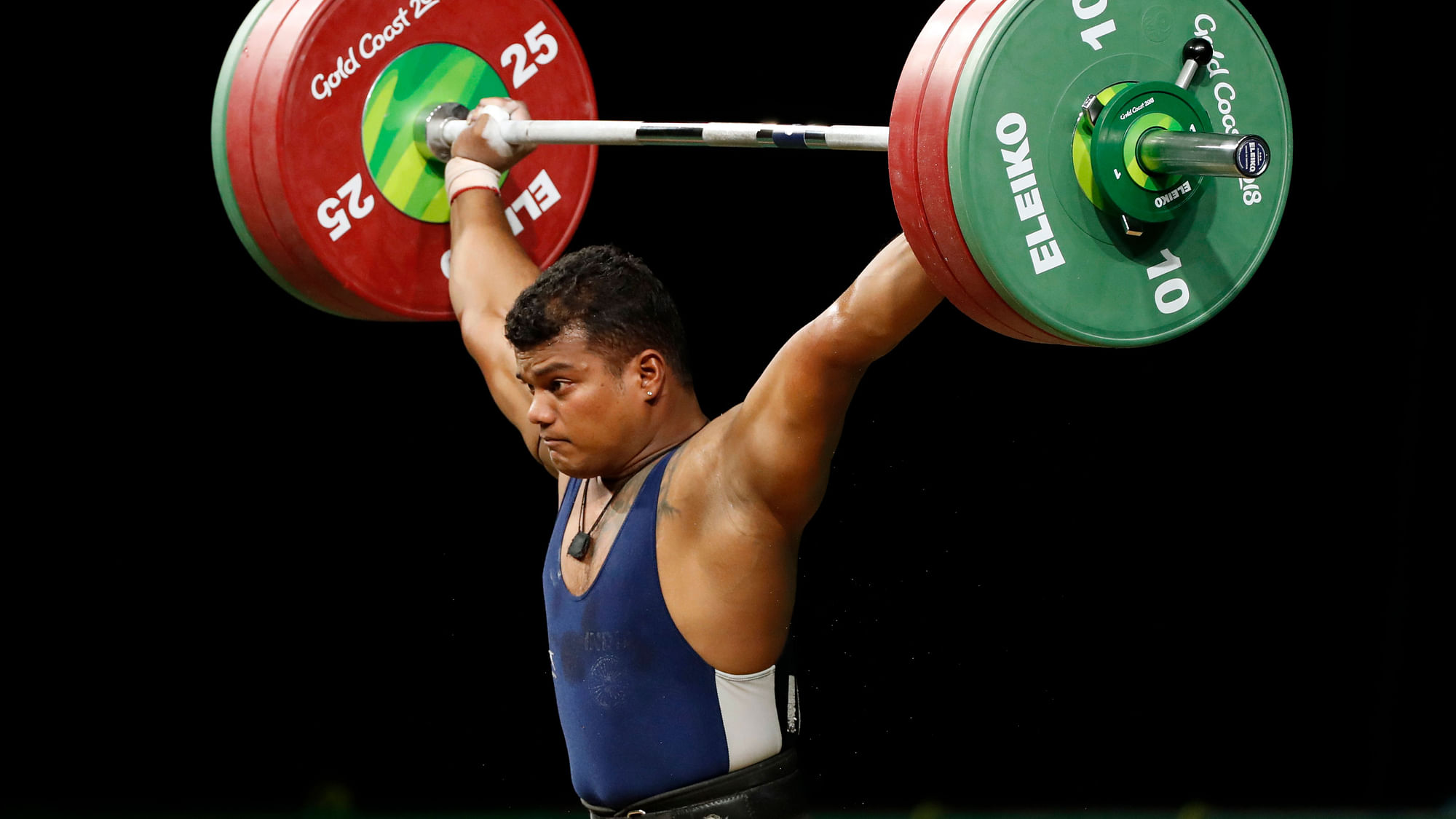 Indian weightlifter Venkat Rahul Ragala in action at the Gold Coast Commonwealth Games.