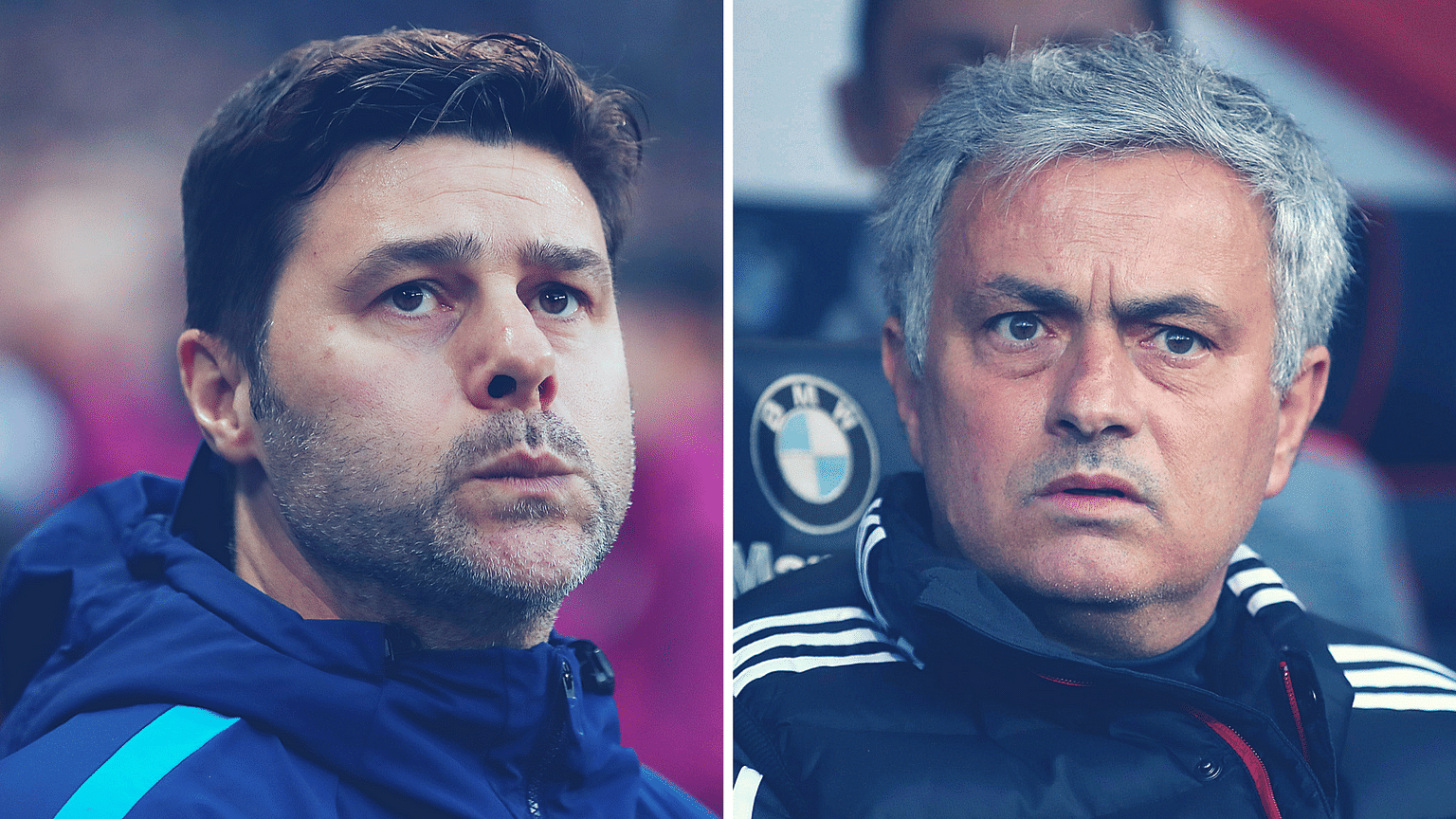 File pictures of Tottenham Hotspur manager Mauricio Pochettino (left) and Manchester United manager Jose Mourinho
