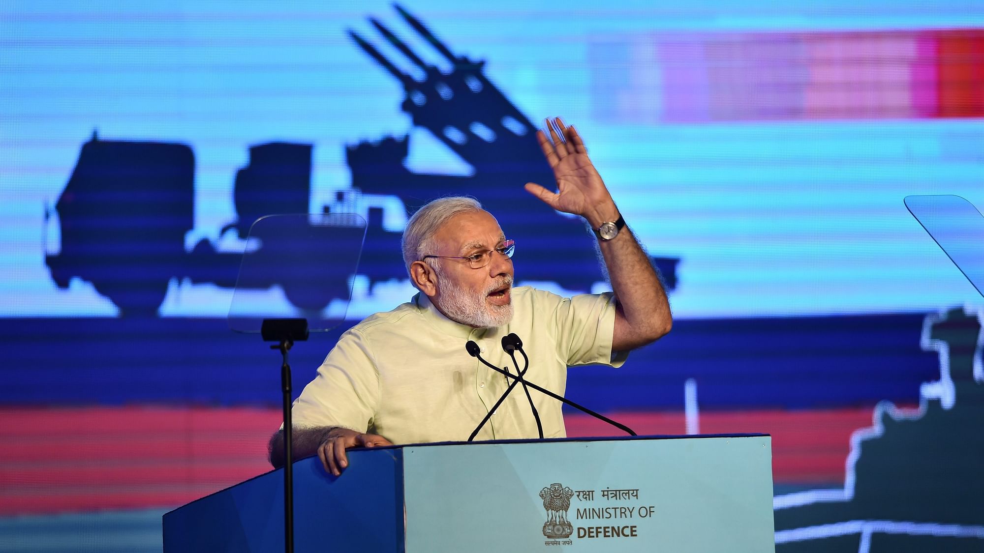PM Narendra Modi at the Defence Expo 2018.