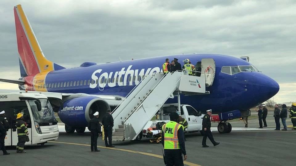 The plane, a Boeing 737-700 which was bound to Dallas from New York, made an emergency landing in Philadelphia.