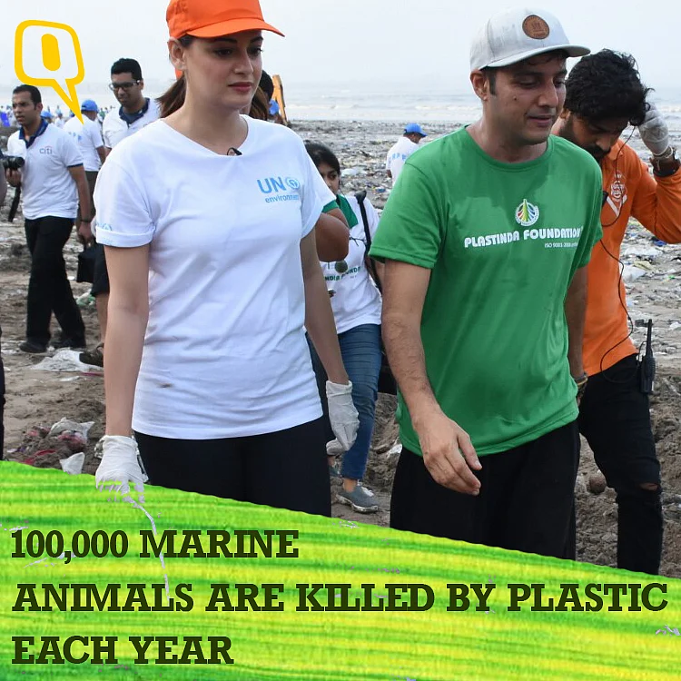 Actor Dia Mirza with environmentalist Afroz Shah.