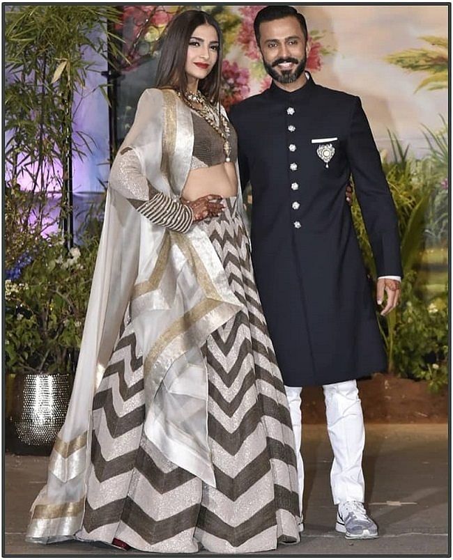Amidst all the glamour at Sonam’swedding reception, it was Anand Ahuja’s sneakers that completely stole the show. 