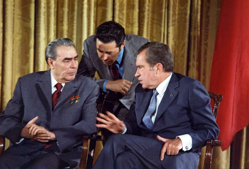 US President Richard Nixon and Leonid Brezhnev meeting during the Soviet Premier’s visit to the US, on 19 June, 1973.
