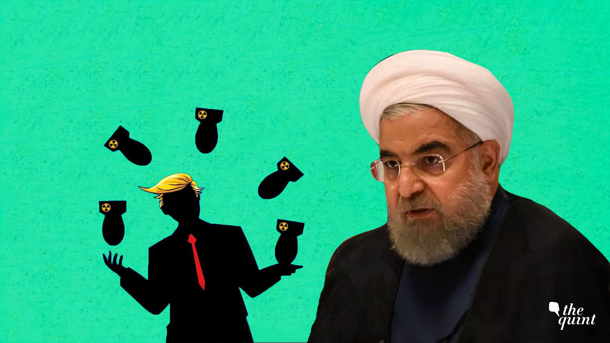 Image of President of Iran, Hassan Rouhani, and an artist’s impression of US President Trump used for representative purposes.