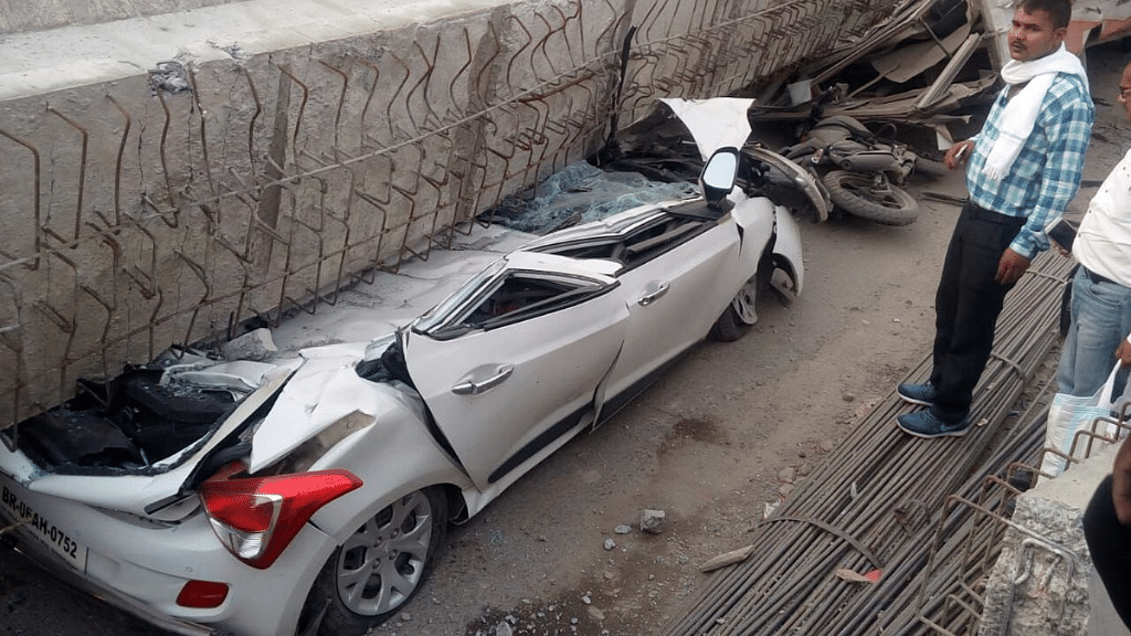 An under construction flyover collapsed in the Cantonment area of Varanasi.