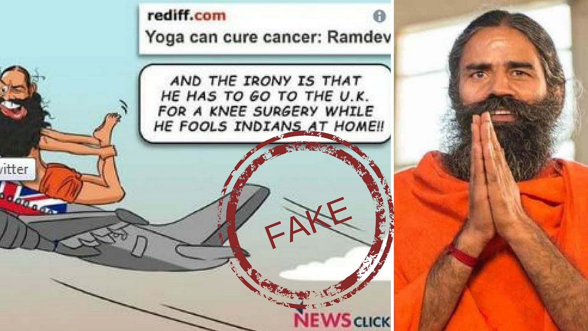 Over the past 24 hours, reports of Yoga guru Baba Ramdev, travelling to London for his knee surgery went viral.
