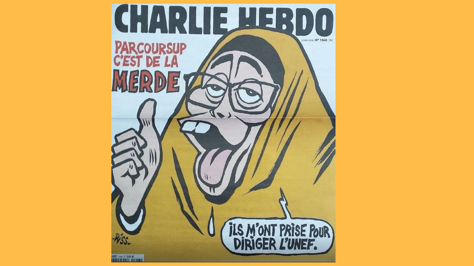 Charlie Hebdo put out a visibly anti-Muslim cartoon, depicting the 19-year-old as a monkey. 