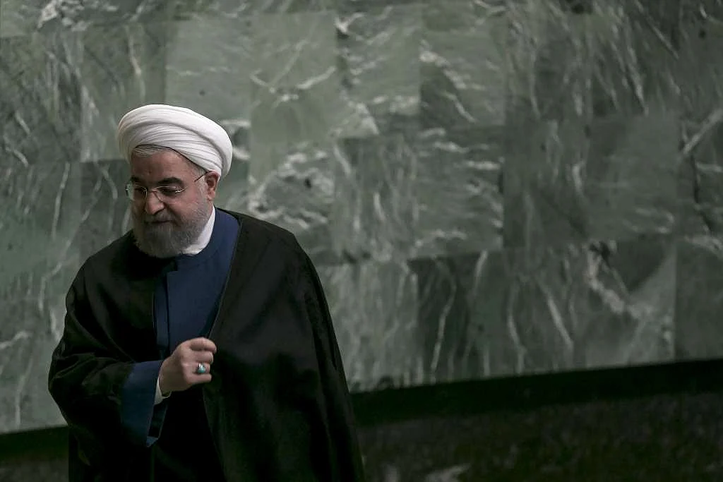Hassan Rouhani, Iran’s president, exits the podium after speaking during the UN General Assembly meeting in New York.