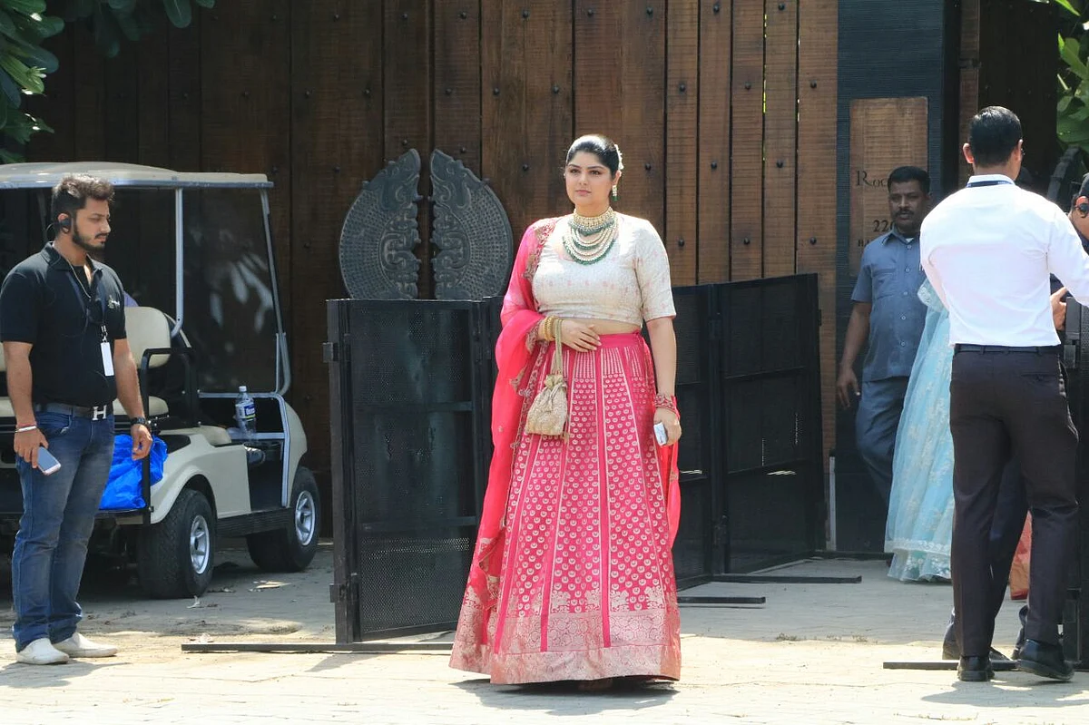 Arjun Kapoor’s sister Anshula outside the wedding venue. 