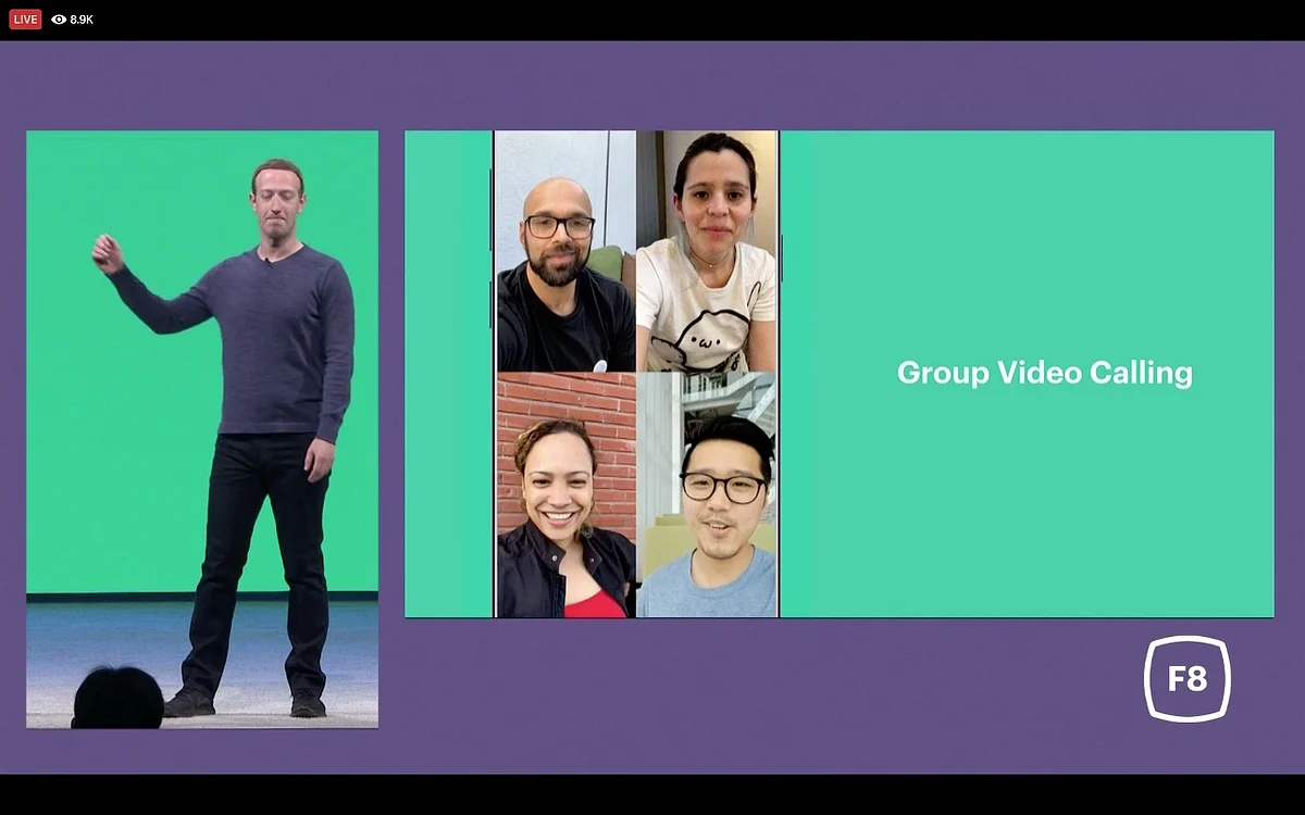 Group video calling on WhatsApp demonstrated by Mark. 