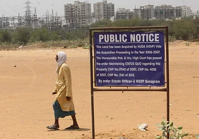 Gurugram: A public notice at the HUDA ground in Gurugram on May 4, 2018. Local administration has assured the Sanyukt Hindu Sangharsh Samiti that there would not be