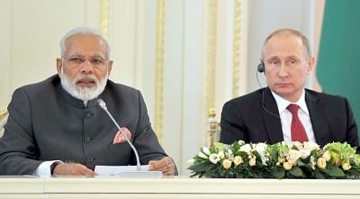 Prime Minister Narendra Modi and Russian President Vladimir Putin. (Photo: IANS/PIB)