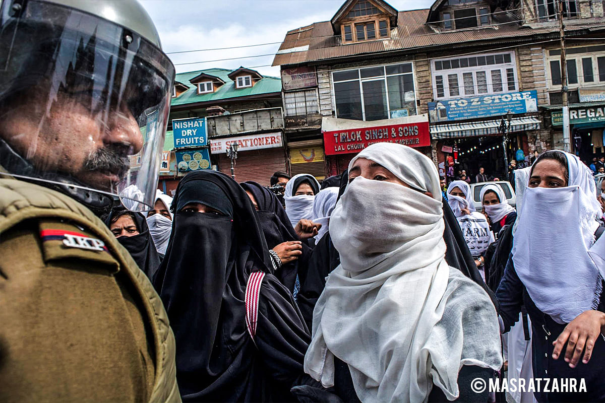 From students’ protest of 5 April 2018 in Srinagar.&nbsp;