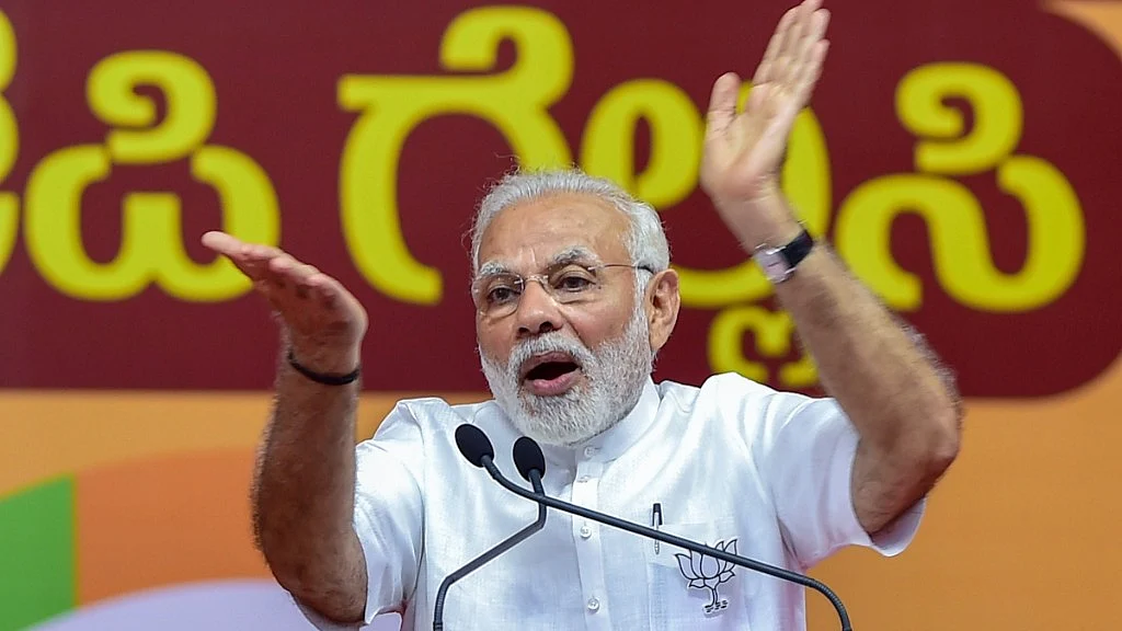 Narendra Modi addressing a rally in Bengaluru.