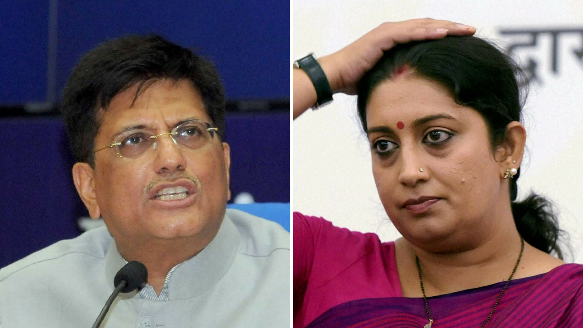 Piyush Goyal and Smriti Irani.&nbsp;