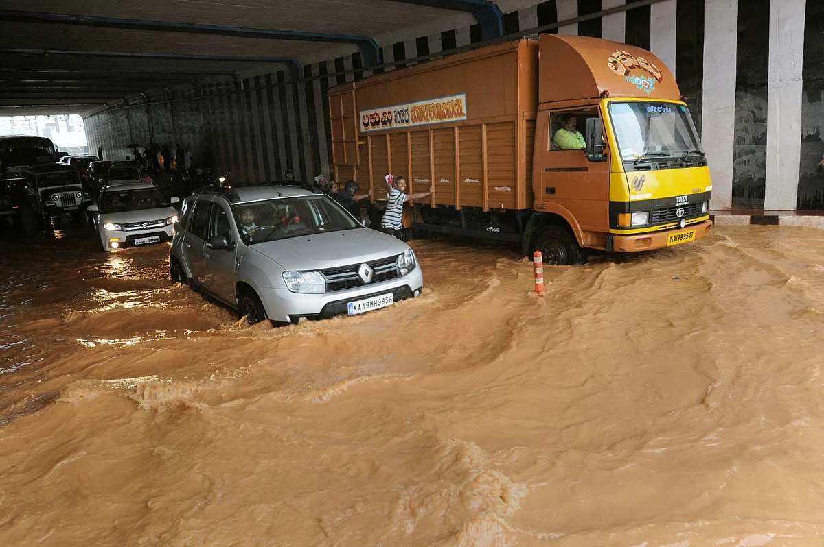 Flooded roads in Mangaluru.