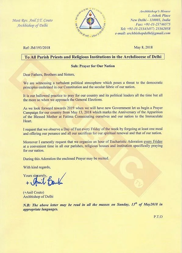 Let’s Pray for India Before 2019 Polls: Delhi Archbishop’s Letter