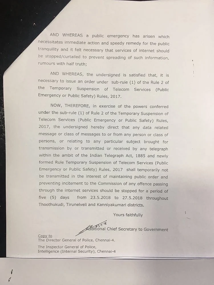 The internet suspension order.
