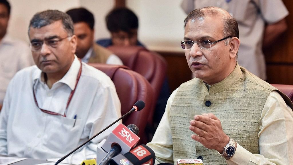 MoS for Civil Aviation Jayant Sinha addresses the media on the Upgradation &amp; Development of AAI Airports.
