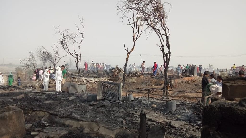 A massive fire broke out at a Rohingya camp in Haryana’s Nuh District on Sunday, 27 May. &nbsp;