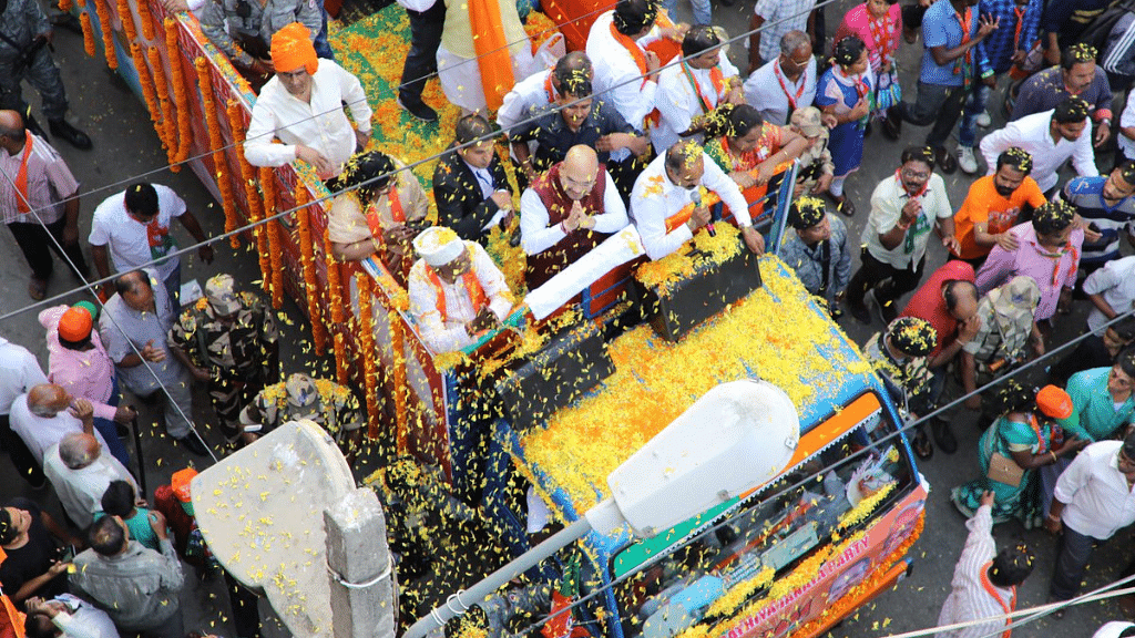 Amit Shah during a roadshow in Shivajinagar constituency. Image used for representational purposes. 