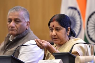 Talking with US on H1-B, H4 visas: Sushma