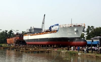 Ship for carrying fuel to INS Vikramaditya launched in Kolkata