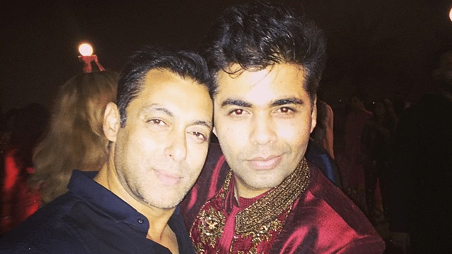 Salman Khan with Karan Johar at a party.&nbsp;