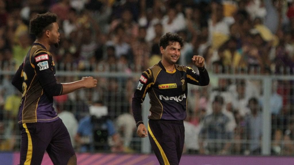 Kuldeep Yadav cleaned up the top order with a wicket in each of his four overs to bowl out Rajasthan for 142 in 19 overs.