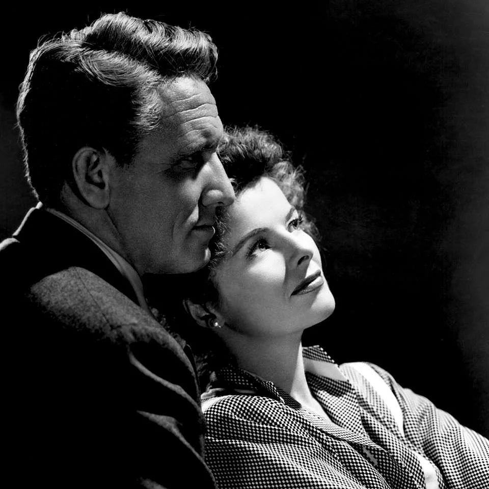 Katharine Hepburn and Spencer Tracy in a still from <i>Without Love</i>.