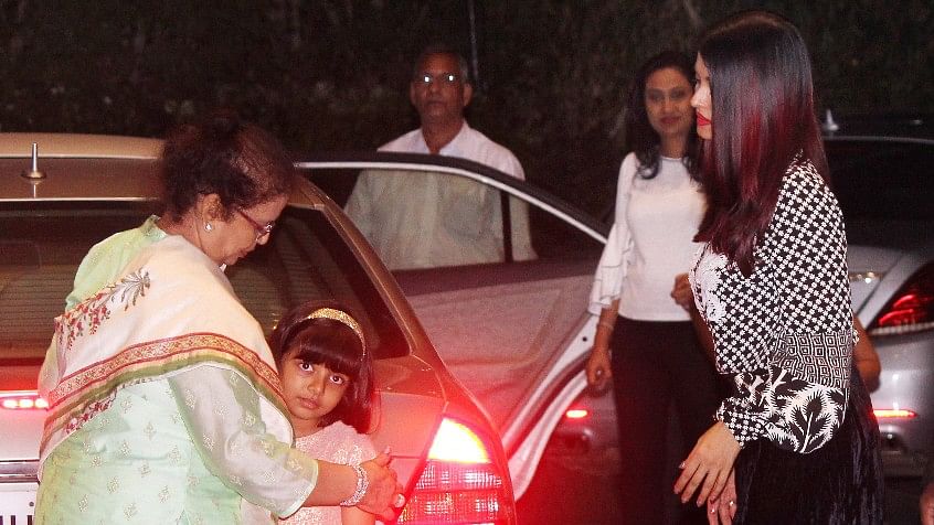 Aishwarya Rai Bachchan with mom Vrinda Rai and daughter Aaradhya.