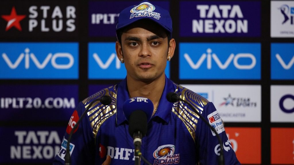 Mumbai Indians’ Ishaan Kishan at the after-match press conference on Wednesday.