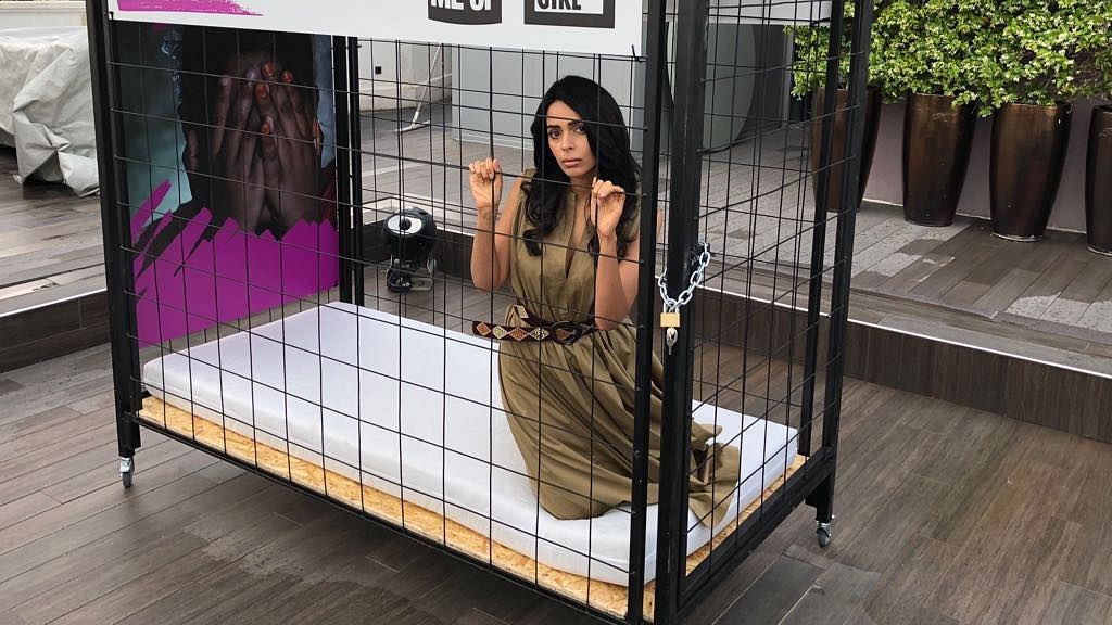 Mallika Sherawat caged in Cannes.